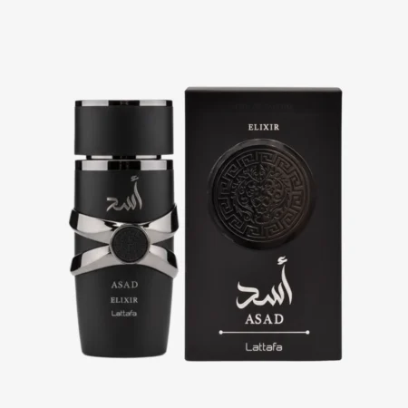 Lattafa Asad Elixir – aromatas artimas Hugo Boss Bottled Absolu – pakuotė